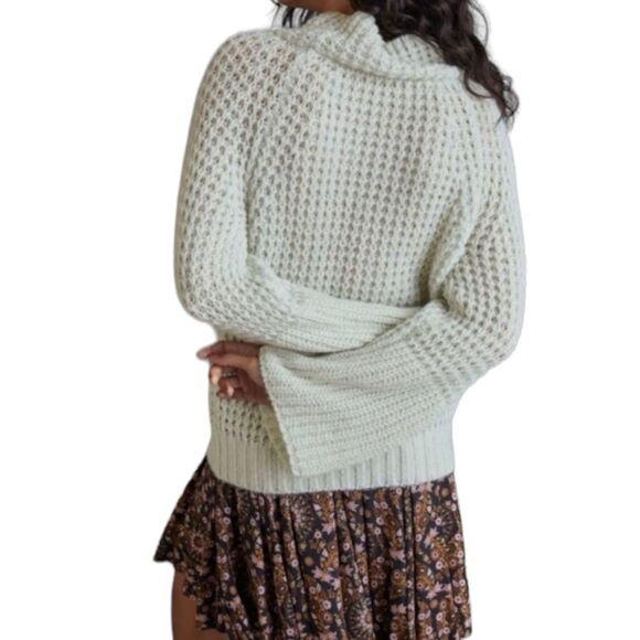 NWT MAEVE for Anthropologie Dionne Knit Bell Sleeve Mock Neck Sweater XSP - Picture 6 of 9